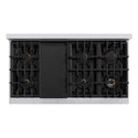 ZLINE Autograph Edition 48 in. 6.7 cu. ft. Classic Double Oven Dual Fuel Range with 8 Burner Gas Cooktop in Stainless Steel with Black Matte Doors and Champagne Bronze Accents, Open Box-Good Condition