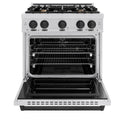 ZLINE Autograph Edition 30 in. 4.2 cu. ft. Classic Dual Fuel Range with 4 Burner Gas Cooktop and Electric Convection Oven in Stainless Steel with Matte Black Accents, Open Box-Great Condition