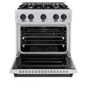 ZLINE Autograph Edition 30 in. 4.2 cu. ft. Classic Dual Fuel Range with 4 Burner Gas Cooktop and Electric Convection Oven in Stainless Steel with Matte Black Accents, Open Box-Good Condition