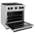 ZLINE Autograph Edition 30 in. 4.2 cu. ft. Classic Dual Fuel Range with 4 Burner Gas Cooktop and Electric Convection Oven in Stainless Steel with Matte Black Accents, Open Box-Great Condition