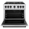 ZLINE Autograph Edition 36 in. 5.2 cu. ft. Classic Dual Fuel Range with 6 Burner Gas Cooktop and Electric Convection Oven in Stainless Steel with Matte Black Accents (CDRZ-36-MB)