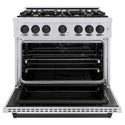 ZLINE Autograph Edition 36 in. 5.2 cu. ft. Classic Dual Fuel Range with 6 Burner Gas Cooktop and Electric Convection Oven in Stainless Steel with Matte Black Accents, Open Box-Good Condition