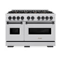 ZLINE Autograph Edition 48 in. 6.7 cu. ft. Classic Double Oven Dual Fuel Range with 8 Burner Gas Cooktop in Stainless Steel and Matte Black Accents, Open Box-Great Condition