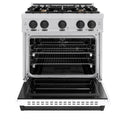 ZLINE Autograph Edition 30 in. 4.2 cu. ft. Classic Dual Fuel Range with 4 Burner Gas Cooktop and Electric Convection Oven in Stainless Steel with White Matte Door and Matte Black Accents, Open Box-Great Condition