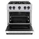 ZLINE Autograph Edition 30 in. 4.2 cu. ft. Classic Dual Fuel Range with 4 Burner Gas Cooktop and Electric Convection Oven in Stainless Steel with White Matte Door and Matte Black Accents, Open Box-Good Condition