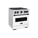 ZLINE Autograph Edition 30 in. 4.2 cu. ft. Classic Dual Fuel Range with 4 Burner Gas Cooktop and Electric Convection Oven in Stainless Steel with White Matte Door and Matte Black Accents, Open Box-Good Condition