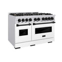 ZLINE Autograph Edition 48 in. 6.7 cu. ft. Classic Double Oven Dual Fuel Range with 8 Burner Gas Cooktop in Stainless Steel with White Matte Door and Matte Black Accents, Open Box-Good Condition