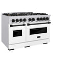 ZLINE Autograph Edition 48 in. 6.7 cu. ft. Classic Double Oven Dual Fuel Range with 8 Burner Gas Cooktop in Stainless Steel with White Matte Door and Matte Black Accents, Open Box-Good Condition