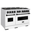 ZLINE Autograph Edition 48 in. 6.7 cu. ft. Classic Double Oven Dual Fuel Range with 8 Burner Gas Cooktop in Stainless Steel with White Matte Door and Matte Black Accents, Open Box-Great Condition