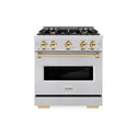 ZLINE Autograph Edition 30 in. 4.2 cu. ft. Classic Dual Fuel Range with 4 Burner Gas Cooktop and Electric Convection Oven in Stainless Steel with Polished Gold Accents (CDRZ-30-G)