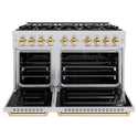 ZLINE Autograph Edition 48 in. 6.7 cu. ft. Classic Double Oven Dual Fuel Range with 8 Burner Gas Cooktop in Stainless Steel and Polished Gold Accents, Open Box-Good Condition