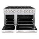 ZLINE 48 in. 6.7 cu. ft. Classic Double Oven Dual Fuel Range with 8 Burner Gas Cooktop in Stainless Steel with White Matte Doors (CDR-WM-48)