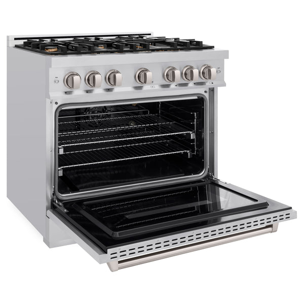 ZLINE 36 in. 5.2 cu. ft. Classic Gas Range with Convection Gas Oven in Stainless Steel with 6 Brass Burners (CGR-BR-36)