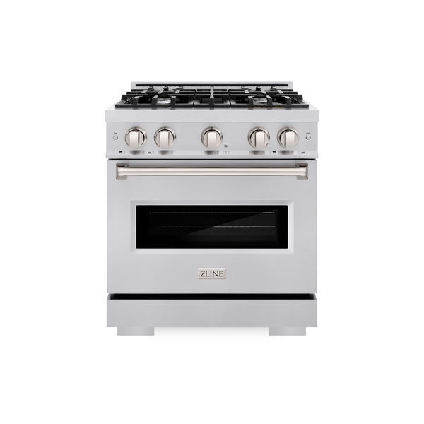 ZLINE 30 in. 4.2 cu. ft. Classic Gas Range with 4 Burner Cooktop and Convection Gas Oven in Stainless Steel, Open Box-Great Condition