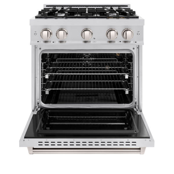 ZLINE 30 in. 4.2 cu. ft. Classic Gas Range with 4 Burner Cooktop and Convection Gas Oven in Stainless Steel, Open Box-Great Condition