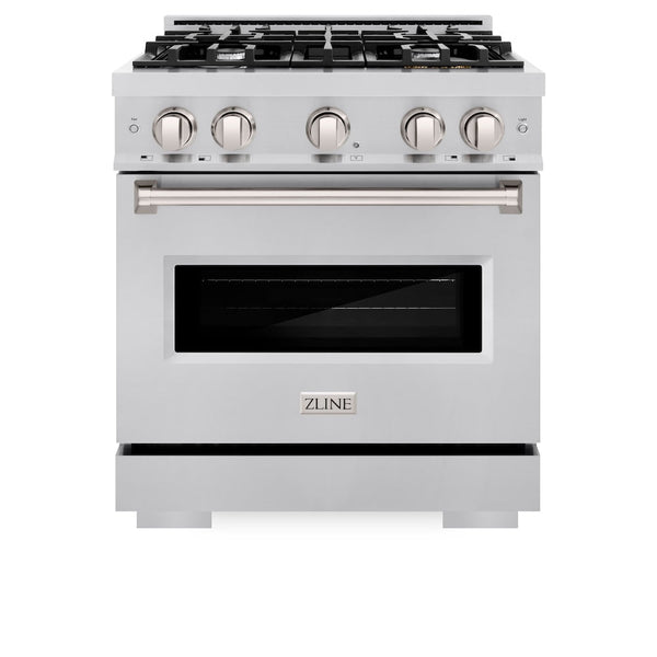 ZLINE 30 in. 4.2 cu. ft. Classic Gas Range with 4 Burner Cooktop and Convection Gas Oven in Stainless Steel, Open Box-Good Condition