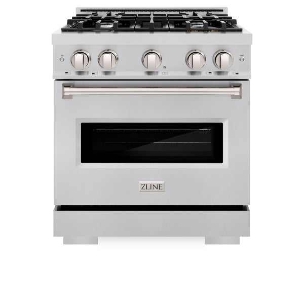 ZLINE 30 in. 4.2 cu. ft. Classic Gas Range with 4 Burner Cooktop and Convection Gas Oven in Stainless Steel, Open Box-Great Condition