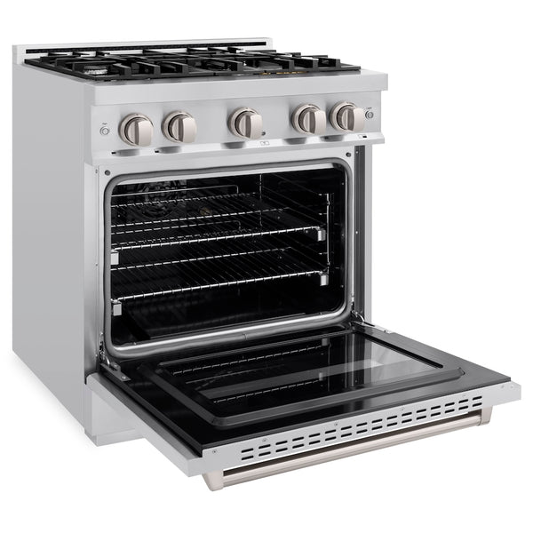 ZLINE 30 in. 4.2 cu. ft. Classic Gas Range with 4 Burner Cooktop and Convection Gas Oven in Stainless Steel, Open Box-Great Condition