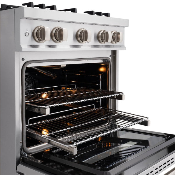 ZLINE 30 in. 4.2 cu. ft. Classic Gas Range with 4 Burner Cooktop and Convection Gas Oven in Stainless Steel, Open Box-Good Condition
