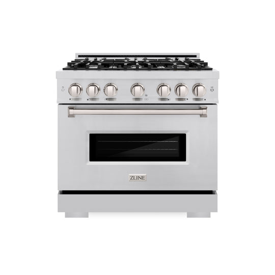 ZLINE 36 in. 5.2 cu. ft. Classic Dual Fuel Range with 6 Burner Gas Cooktop and Electric Convection Oven in Stainless Steel (CDR36)