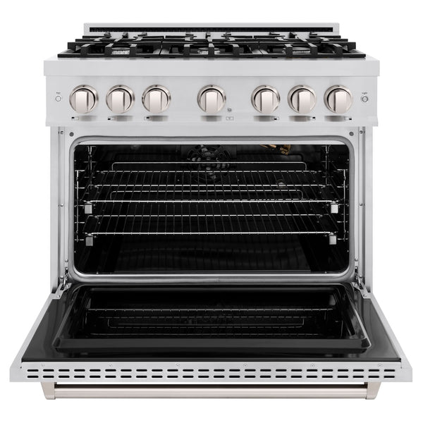 ZLINE 36 in. 5.2 cu. ft. Classic Gas Range with 6 Burner Cooktop and Convection Gas Oven in Stainless Steel, Open Box-Great Condition