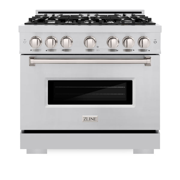 ZLINE 36 in. 5.2 cu. ft. Classic Gas Range with 6 Burner Cooktop and Convection Gas Oven in Stainless Steel, Open Box-Great Condition