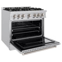 ZLINE 36 in. 5.2 cu. ft. Classic Gas Range with 6 Burner Cooktop and Convection Gas Oven in Stainless Steel, Open Box-Great Condition