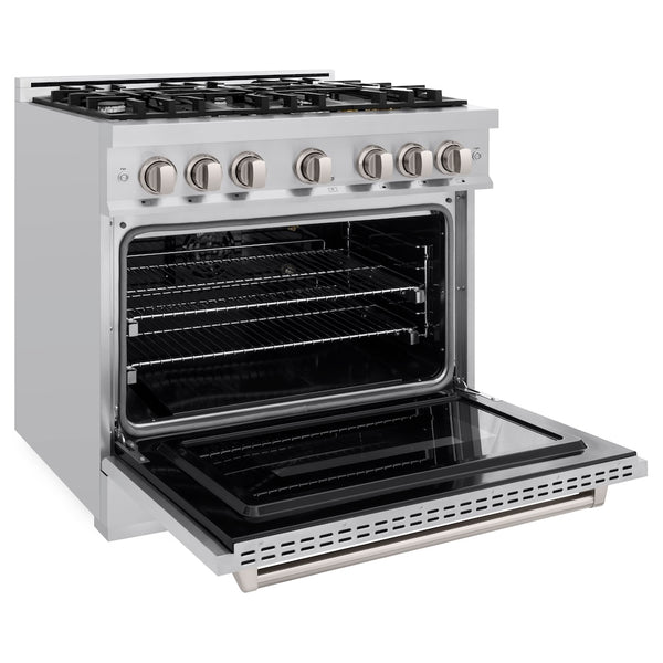 ZLINE 36 in. 5.2 cu. ft. Classic Gas Range with 6 Burner Cooktop and Convection Gas Oven in Stainless Steel, Open Box-Great Condition