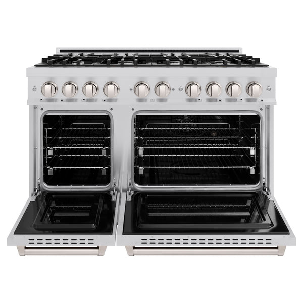 ZLINE 48 in. 6.7 cu. ft. Classic Double Oven Gas Range with 8 Burner Cooktop in Stainless Steel, Open Box-Great Condition