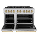 ZLINE Autograph Edition 48 in. 6.7 cu. ft. Classic Double Oven Gas Range with 8 Burner Cooktop in Stainless Steel and Champagne Bronze Accents, Open Box-Great Condition