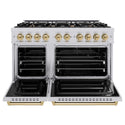 ZLINE Autograph Edition 48 in. 6.7 cu. ft. Classic Double Oven Gas Range with 8 Burner Cooktop in Stainless Steel and Champagne Bronze Accents, Open Box-Good Condition