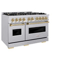 ZLINE Autograph Edition 48 in. 6.7 cu. ft. Classic Double Oven Gas Range with 8 Burner Cooktop in Stainless Steel and Champagne Bronze Accents, Open Box-Good Condition