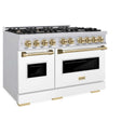 ZLINE Autograph Edition 48 in. 6.7 cu. ft. Classic Double Oven Gas Range with 8 Burner Cooktop in Stainless Steel with White Matte Doors and Champagne Bronze Accents, Open Box-Good Condition