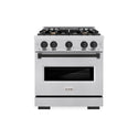 ZLINE Autograph Edition 30 in. 4.2 cu. ft. Classic Gas Range with 4 Burner Cooktop and Convection Gas Oven in Stainless Steel and Matte Black Accents, Open Box-Great Condition
