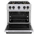 ZLINE Autograph Edition 30 in. 4.2 cu. ft. Classic Gas Range with 4 Burner Cooktop and Convection Gas Oven in Stainless Steel and Matte Black Accents, Open Box-Great Condition