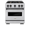 ZLINE Autograph Edition 30 in. 4.2 cu. ft. Classic Gas Range with 4 Burner Cooktop and Convection Gas Oven in Stainless Steel and Matte Black Accents, Open Box-Great Condition