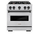 ZLINE Autograph Edition 30 in. 4.2 cu. ft. Classic Gas Range with 4 Burner Cooktop and Convection Gas Oven in Stainless Steel and Matte Black Accents, Open Box-Good Condition