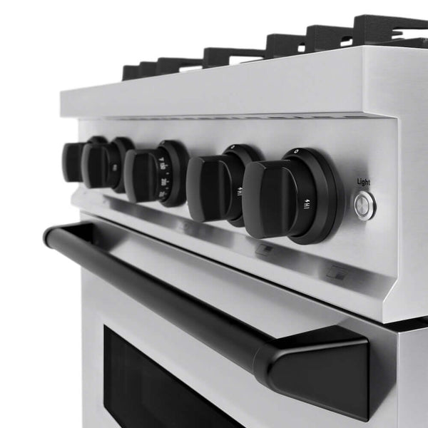 ZLINE Autograph Edition 30 in. 4.2 cu. ft. Classic Gas Range with 4 Burner Cooktop and Convection Gas Oven in Stainless Steel and Matte Black Accents, Open Box-Good Condition