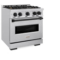 ZLINE Autograph Edition 30 in. 4.2 cu. ft. Classic Gas Range with 4 Burner Cooktop and Convection Gas Oven in Stainless Steel and Matte Black Accents, Open Box-Great Condition