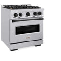 ZLINE Autograph Edition 30 in. 4.2 cu. ft. Classic Gas Range with 4 Burner Cooktop and Convection Gas Oven in Stainless Steel and Matte Black Accents, Open Box-Good Condition