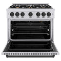 ZLINE Autograph Edition 36 in. 5.2 cu. ft. Classic Gas Range with 6 Burner Cooktop and Convection Gas Oven in Stainless Steel and Matte Black Accents, Open Box-Good Condition