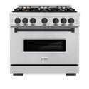 ZLINE Autograph Edition 36 in. 5.2 cu. ft. Classic Gas Range with 6 Burner Cooktop and Convection Gas Oven in Stainless Steel and Matte Black Accents, Open Box-Great Condition