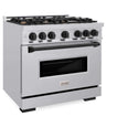 ZLINE Autograph Edition 36 in. 5.2 cu. ft. Classic Gas Range with 6 Burner Cooktop and Convection Gas Oven in Stainless Steel and Matte Black Accents, Open Box-Good Condition