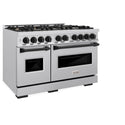 ZLINE Autograph Edition 48 in. 6.7 cu. ft. Classic Double Oven Gas Range with 8 Burner Cooktop in Stainless Steel and Matte Black Accents (CGRZ-48-MB)