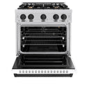 ZLINE Autograph Edition 30 in. 4.2 cu. ft. Classic Gas Range with 4 Burner Cooktop and Convection Gas Oven in Stainless Steel with White Matte Door and Matte Black Accents, Open Box-Great Condition