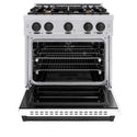 ZLINE Autograph Edition 30 in. 4.2 cu. ft. Classic Gas Range with 4 Burner Cooktop and Convection Gas Oven in Stainless Steel with White Matte Door and Matte Black Accents, Open Box-Good Condition