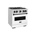 ZLINE Autograph Edition 30 in. 4.2 cu. ft. Classic Gas Range with 4 Burner Cooktop and Convection Gas Oven in Stainless Steel with White Matte Door and Matte Black Accents, Open Box-Great Condition