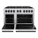 ZLINE Autograph Edition 48 in. 6.7 cu. ft. Classic Double Oven Gas Range with 8 Burner Cooktop in Stainless Steel with White Matte Doors and Matte Black Accents (CGRZ-WM-48-MB)