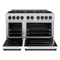 ZLINE Autograph Edition 48 in. 6.7 cu. ft. Classic Double Oven Gas Range with 8 Burner Cooktop in Stainless Steel with White Matte Doors and Matte Black Accents, Open Box-Good Condition
