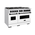 ZLINE Autograph Edition 48 in. 6.7 cu. ft. Classic Double Oven Gas Range with 8 Burner Cooktop in Stainless Steel with White Matte Doors and Matte Black Accents, Open Box-Great Condition